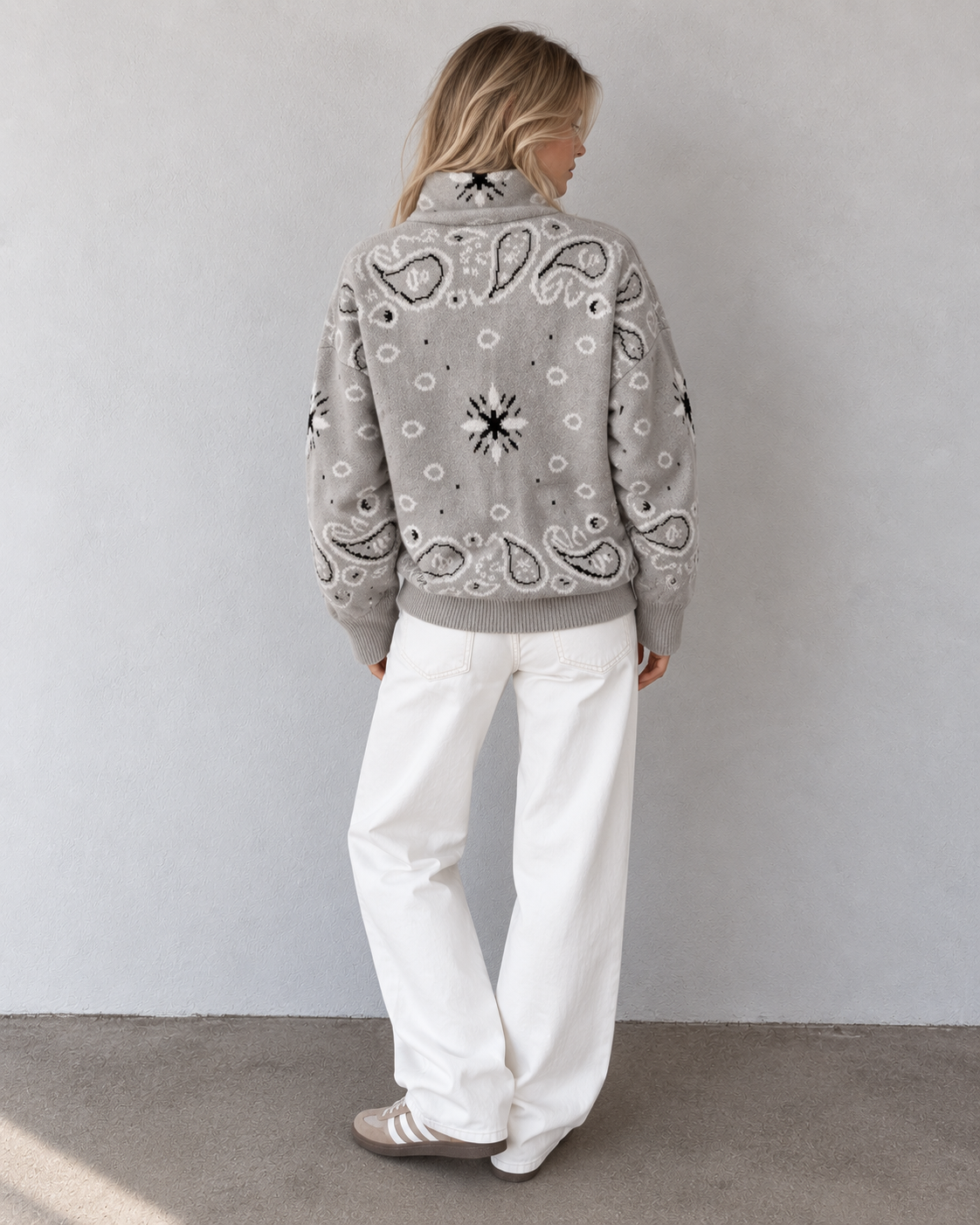 JOEY - HEATHER PAISLEY ZIP UP CARDIGAN