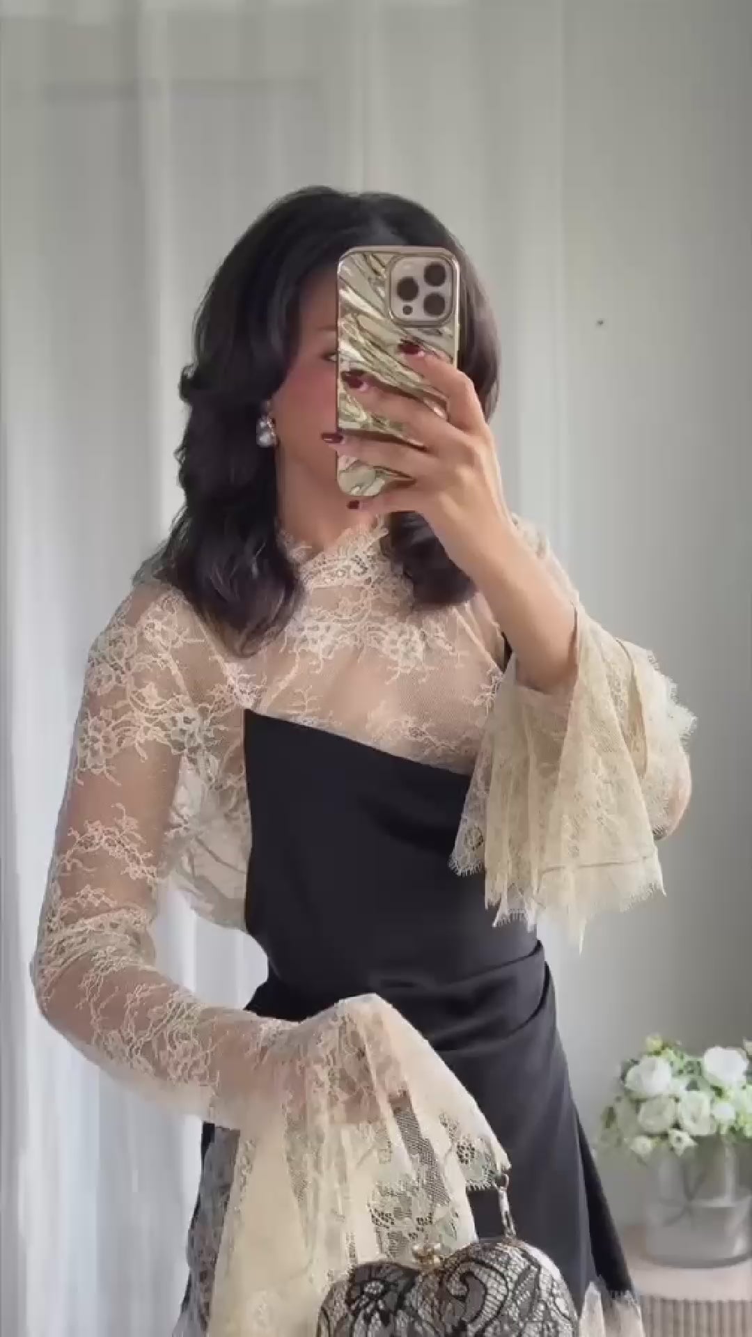 AURELIE - LACED SATIN MINI DRESS