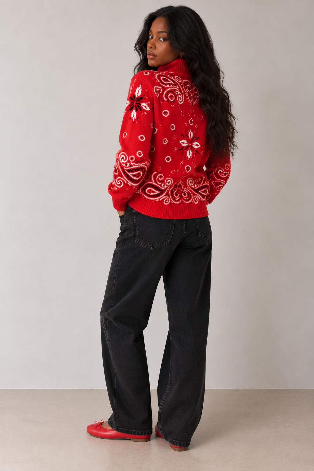 JOEY - RED PAISLEY ZIP UP CARDIGAN